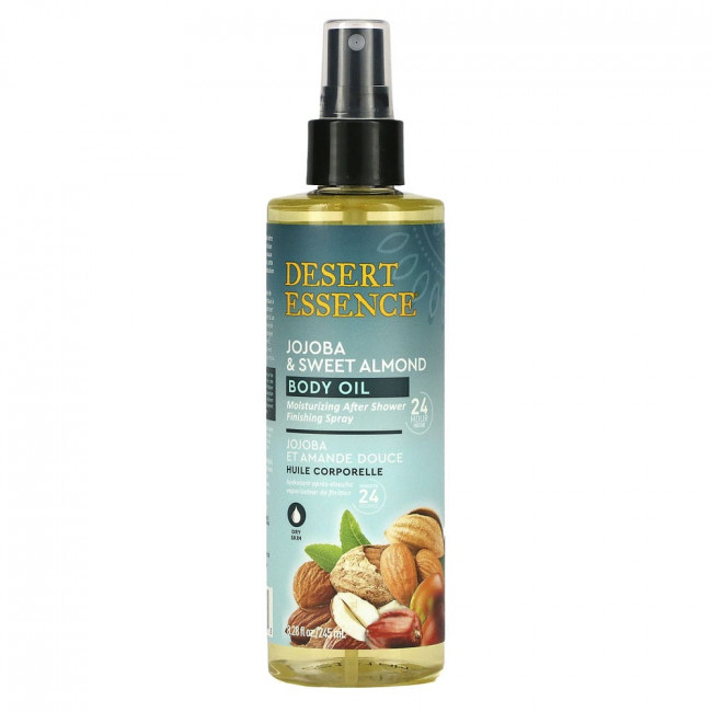Desert Essence, Масло для тела жожоба и сладкого миндаля, 8,28 жидких унций (245 мл) Desert Essence, Масло для тела жожоба и сладкого миндаля, 8,28 жидких унций (245 мл)