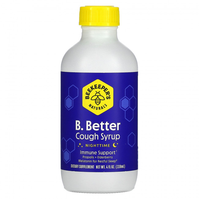 Beekeeper's Naturals, B. Better, сироп от кашля, для приема перед сном, 118 мл (4 жидк. Унции) Beekeeper's Naturals, B. Better, сироп от кашля, для приема перед сном, 118 мл (4 жидк. Унции)