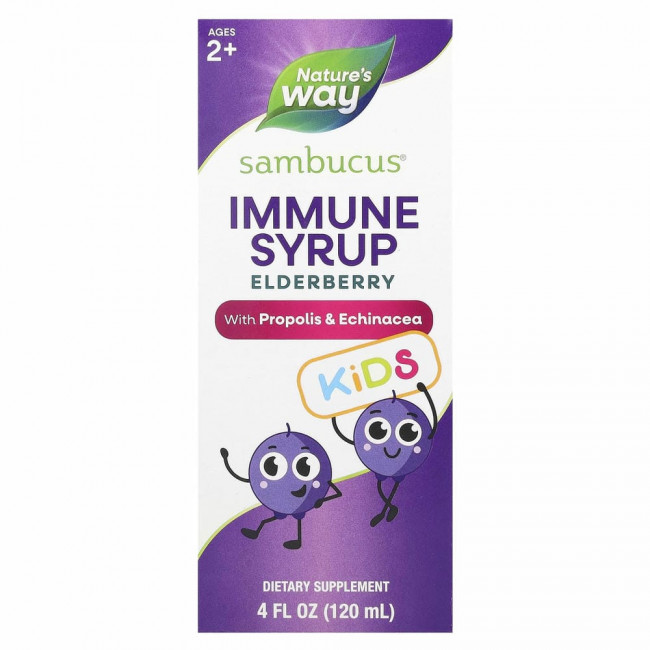 Nature's Way, Sambucus для детей, стандартизированный экстракт бузины, сироп для укрепления иммунитета, 120 мл (4 жидк. унции)