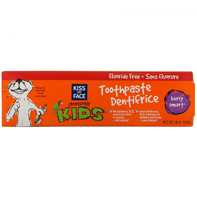 Kiss My Face, Obsessively Kids, зубная паста, без фтора, с вкусом ягод, 113 г (4 унции) Kiss My Face, Obsessively Kids, зубная паста, без фтора, с вкусом ягод, 113 г (4 унции)