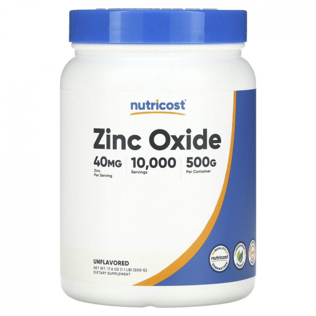 Nutricost, Zinc Oxide, Unflavored, 40 mg, 17.6 oz (500 g)