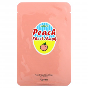 A'Pieu, Тканевая маска для красоты Sweet Peach, персик и йогурт, 1 шт., 23 г (0,81 унции)