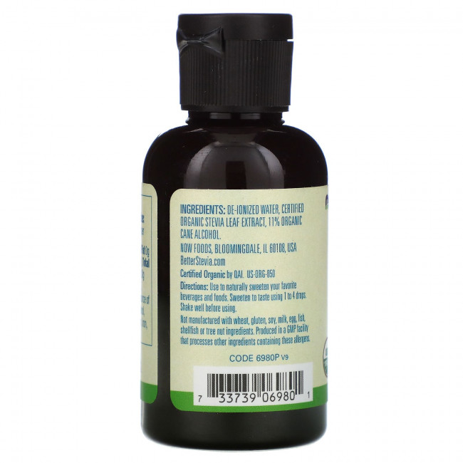 NOW Foods, Better Stevia, органический бескалорийный жидкий подсластитель, 59 мл (2 жидк. унции)