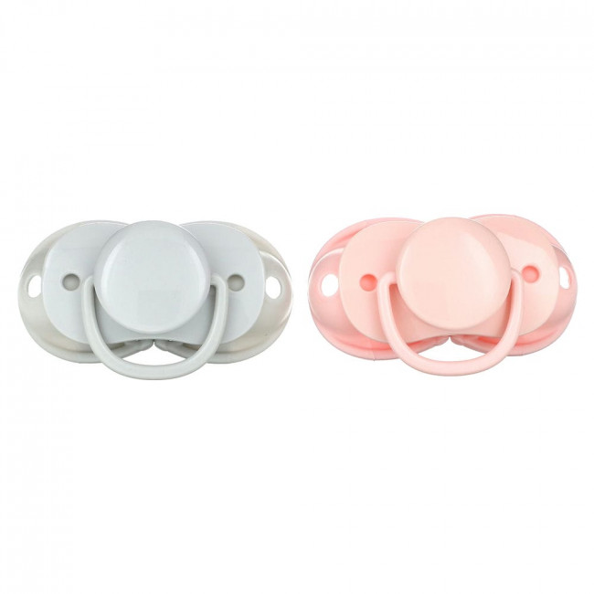 RaZbaby, Keep-It-Kleen Pacifier, 0-36m, Pink & Gray, 2 Pacifiers