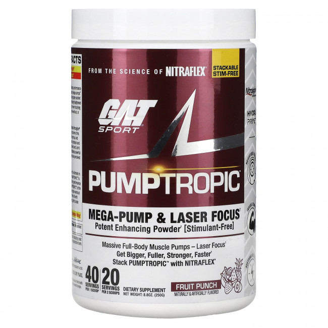 GAT, Pumptropic, фруктовый пунш, 250 г (8,8 унции) GAT, Pumptropic, фруктовый пунш, 250 г (8,8 унции)