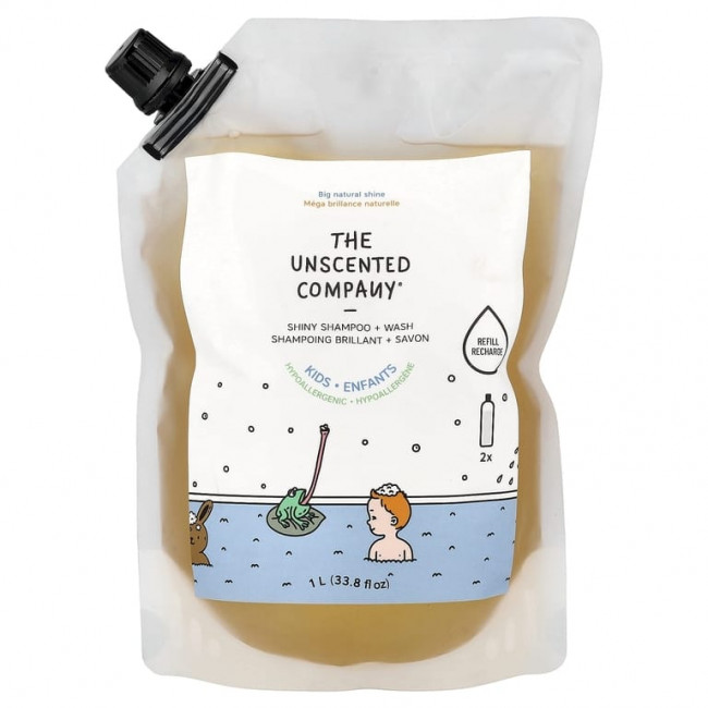 The Unscented Company, Kids, Shiny Shampoo + Wash, заправка, без отдушек, 1 л (33,8 жидк. Унции) The Unscented Company, Kids, Shiny Shampoo + Wash, заправка, без отдушек, 1 л (33,8 жидк. Унции)