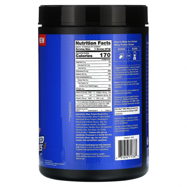 SIXSTAR, 100% Whey Protein Plus, замороженные хлопья от Kellog, 821 г (1,81 фунта) SIXSTAR, 100% Whey Protein Plus, замороженные хлопья от Kellog, 821 г (1,81 фунта)
