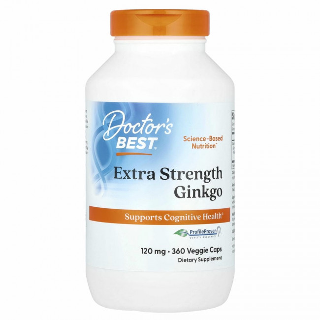 Doctor's Best, гинкго с повышенной силой действия, 120 мг, 360 вегетарианских капсул