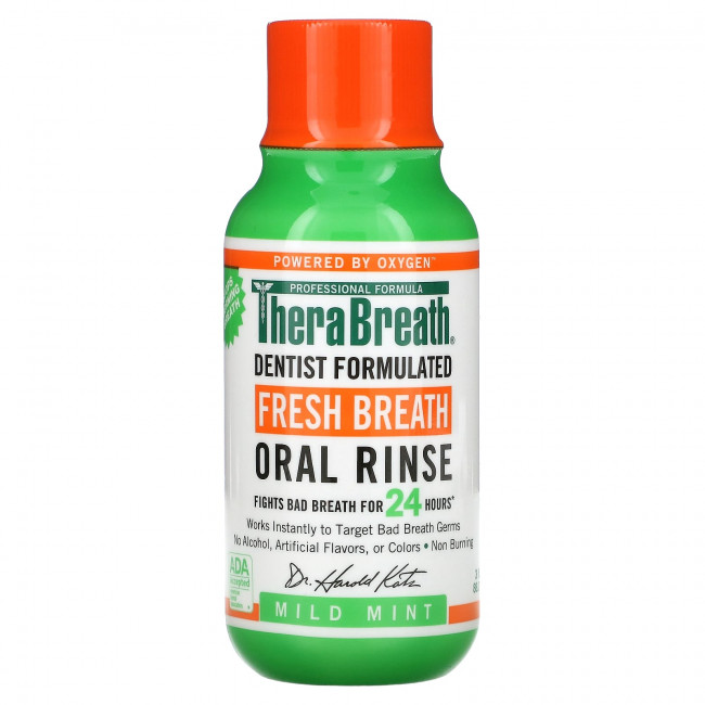 TheraBreath, Ополаскиватель для рта Fresh Breath, мягкий вкус мяты, 3 жидких унции (88,7 мл) TheraBreath, Ополаскиватель для рта Fresh Breath, мягкий вкус мяты, 3 жидких унции (88,7 мл)