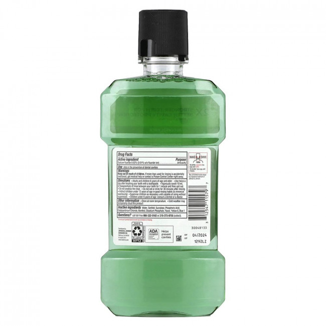 Ополаскиватель для полости рта Listerine Smart Rinse, фторированный ополаскиватель против кариеса, мятный, 500 мл (16,9 жидких унций) (снят с производства)