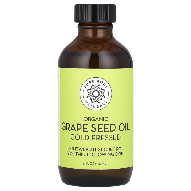 Pure Body Naturals, Органическое масло из виноградных косточек, 118 мл (4 жидк. унц.)