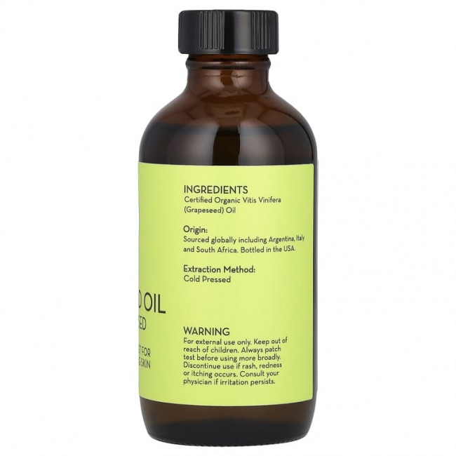 Pure Body Naturals, Органическое масло из виноградных косточек, 118 мл (4 жидк. унц.)