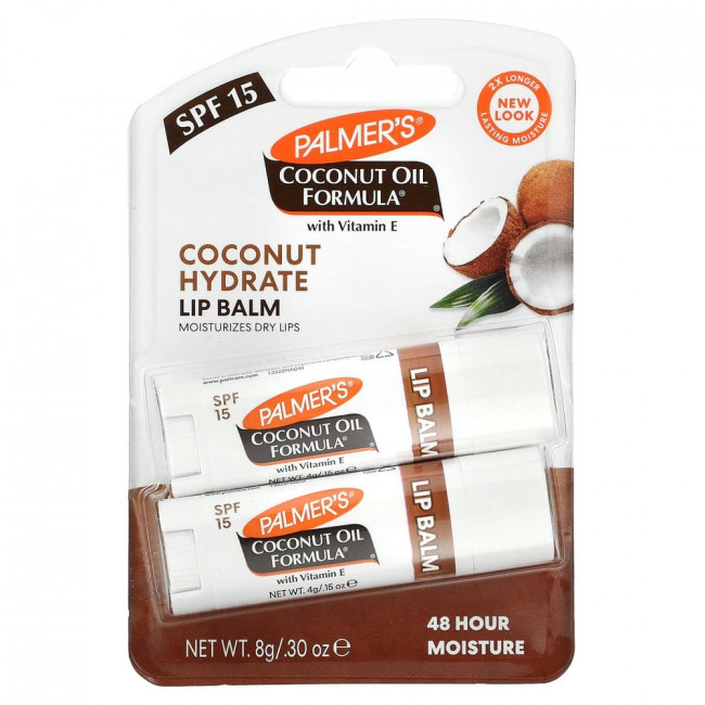 Palmer's, бальзам для губ с кокосовым маслом, SPF 15, 2 шт., 0,8 г (0,30 унции) Palmer's, бальзам для губ с кокосовым маслом, SPF 15, 2 шт., 0,8 г (0,30 унции)