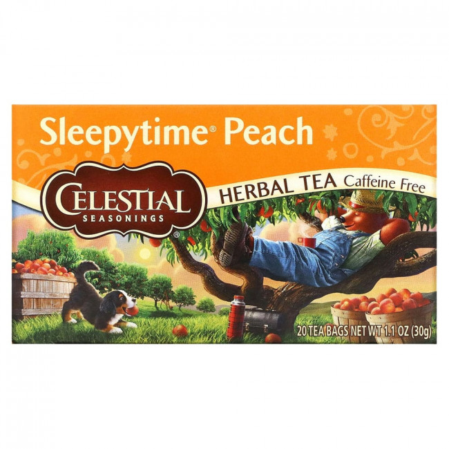 Celestial Seasonings, Sleepytime, травяной чай, без кофеина, персик, 20 чайных пакетиков, 29 г (1,0 унция) Celestial Seasonings, Sleepytime, травяной чай, без кофеина, персик, 20 чайных пакетиков, 29 г (1,0 унция)