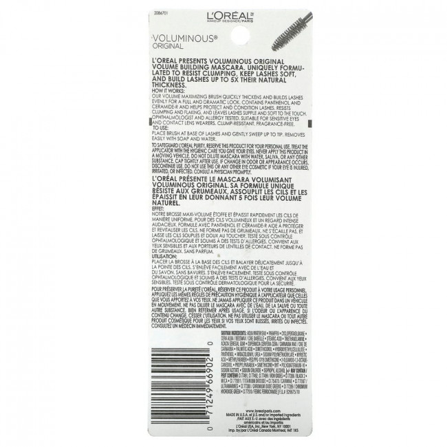L'Oréal, Voluminous Original Mascara, 315 Black Brown , 0.28 fl oz (8 ml)