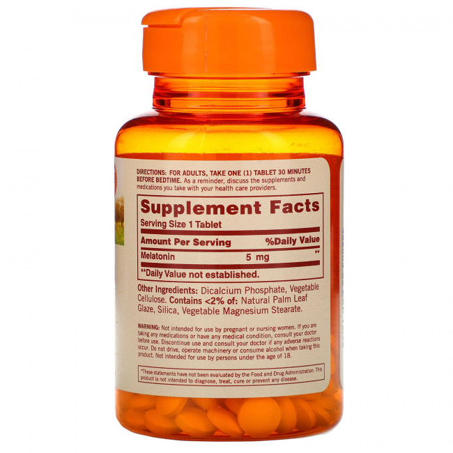 Sundown Naturals, Мелатонин, 5 мг, 90 таблеток Sundown Naturals, Мелатонин, 5 мг, 90 таблеток