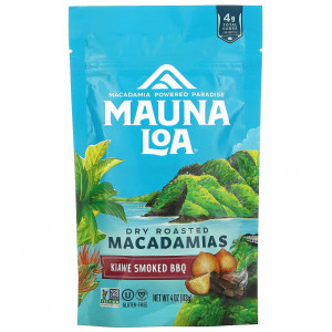 Mauna Loa, Dry Roasted Macadamias, барбекю с копченым киаве, 113 г (4 унции)