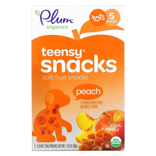 Plum Organics, снеки с фруктами для детей, со вкусом персика, 5 упаковок по 10 г (0,35 унции) каждая Plum Organics, снеки с фруктами для детей, со вкусом персика, 5 упаковок по 10 г (0,35 унции) каждая