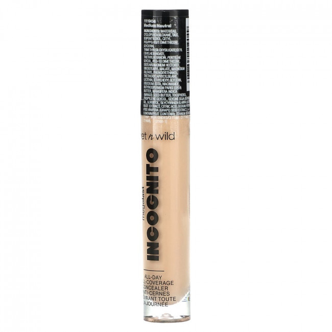 wet n wild, Megalast Incognito, консилер для полного покрытия на весь день, средне-нейтральный, 5,5 мл (0,18 жидк. Унции)