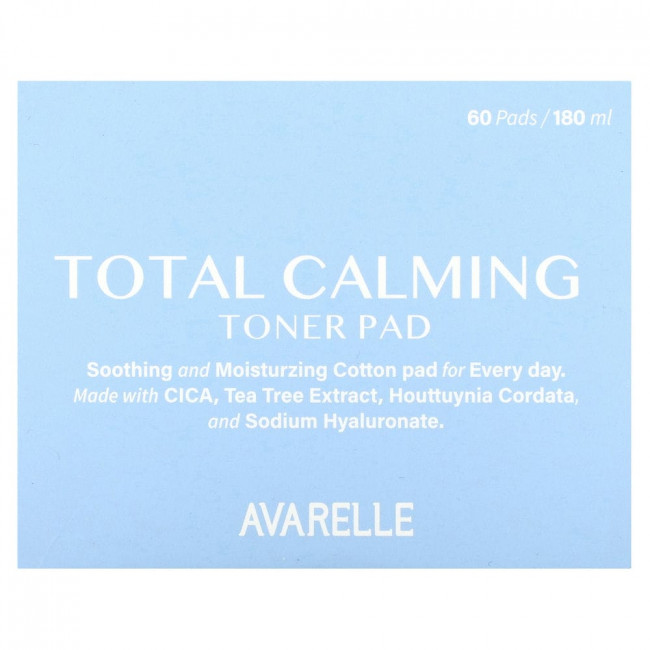 Avarelle, Total Calming Toner Pad, 60 Pads, 180 ml