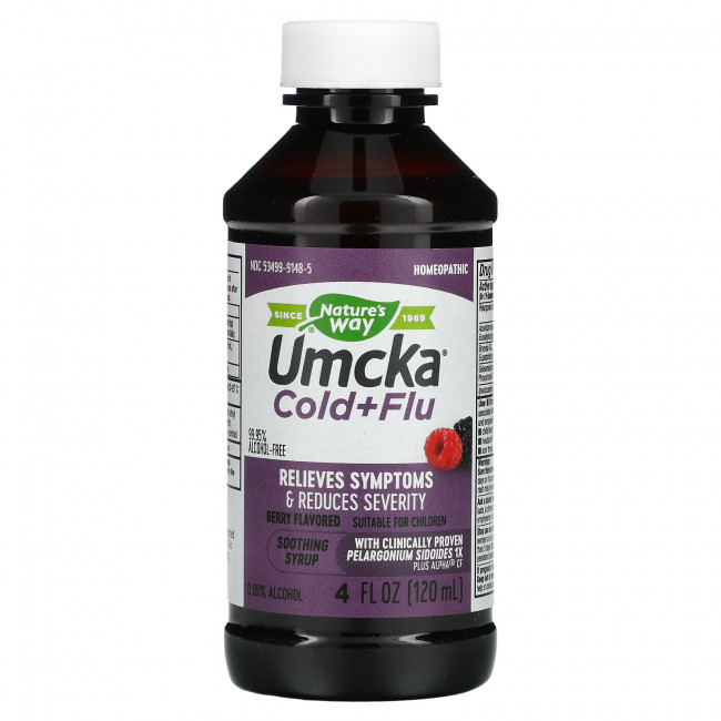 Nature's Way, Umcka, средство от простуды и гриппа, с ягодным вкусом, 120 мл (4 жидк. унции) Nature's Way, Umcka, средство от простуды и гриппа, с ягодным вкусом, 120 мл (4 жидк. унции)