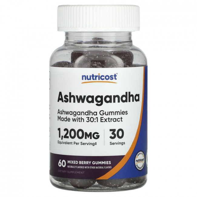 Nutricost, Ashwagandha Gummies, Mixed Berry, 1,200 mg, 60 Gummies (600 mg per Gummy)