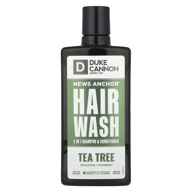 Duke Cannon Supply Co., News Anchor® Hair Wash, шампунь и кондиционер 2 в 1, чайное дерево, эвкалипт и перечная мята, 414 мл (14 жидк. унц.) (Товар снят с продажи) Duke Cannon Supply Co., News Anchor® Hair Wash, шампунь и кондиционер 2 в 1, чайное дерево, эвкалипт и перечная мята, 414 мл (14 жидк. унц.) (Товар снят с продажи)