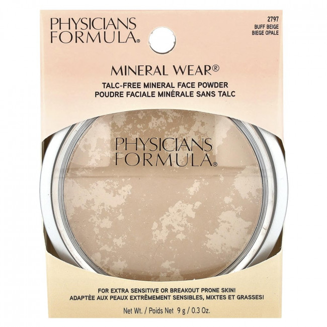 Physicians Formula, Mineral Wear®, минеральная пудра для лица без талька, 2797 Buff Beige, 0,3 унции (9 г)