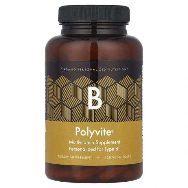 D'adamo, Polyvite® B, мультивитаминная добавка, 120 вегетарианских капсул