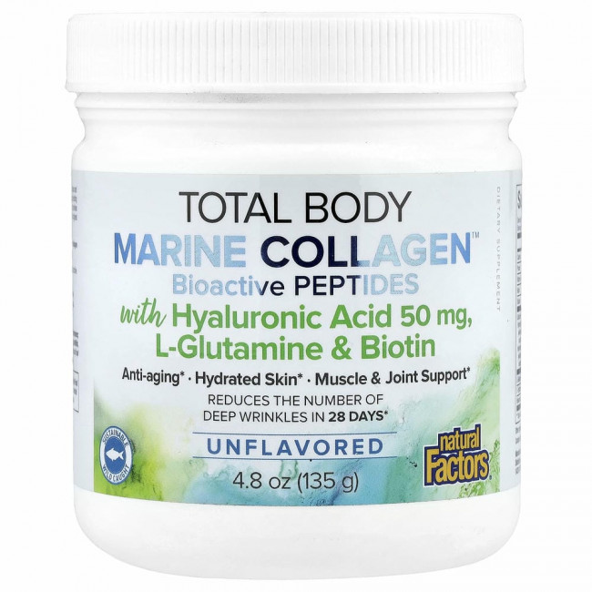 Natural Factors, Total Body Marine Collagen, биоактивные пептиды, без добавок, 135 г (4,8 унции) Natural Factors, Total Body Marine Collagen, биоактивные пептиды, без добавок, 135 г (4,8 унции)