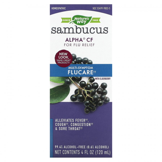 Nature's Way, Sambucus, Alpha CF, мультисимптомное средство от Flucare, с бузиной, 120 мл (4 жидк. Унции) Nature's Way, Sambucus, Alpha CF, мультисимптомное средство от Flucare, с бузиной, 120 мл (4 жидк. Унции)