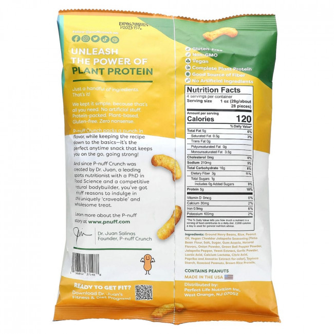 P-Nuff, Crunch, Crunchy Puffs, Cheddar Jalapeño, 4 oz (113 g)