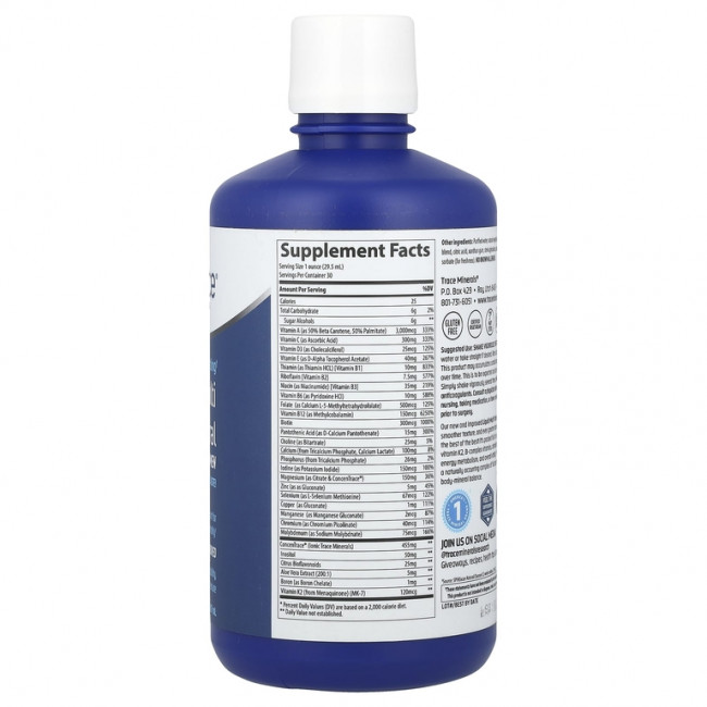 Trace Minerals ®, жидкий мультивитаминный комплекс с витаминами и минералами, для мужчин и женщин, апельсин и манго, 887 мл (30 жидк. унций) Trace Minerals ®, жидкий мультивитаминный комплекс с витаминами и минералами, для мужчин и женщин, апельсин и манго, 887 мл (30 жидк. унций)
