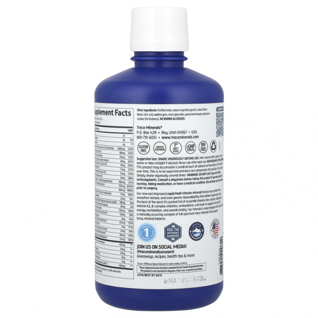 Trace Minerals ®, жидкий мультивитаминный комплекс с витаминами и минералами, для мужчин и женщин, апельсин и манго, 887 мл (30 жидк. унций) Trace Minerals ®, жидкий мультивитаминный комплекс с витаминами и минералами, для мужчин и женщин, апельсин и манго, 887 мл (30 жидк. унций)