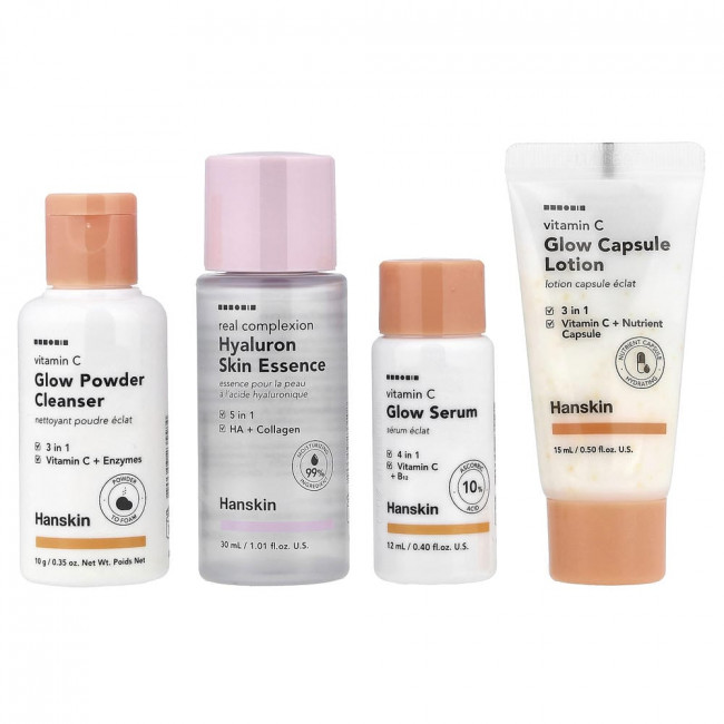 Hanskin, Glow Skin On the Go, набор из 4 предметов