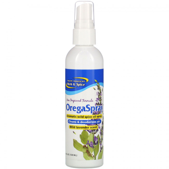 North American Herb & Spice, OregaSpray, спрей с ароматическим маслом диких специй, с ароматом дикой лаванды, 120 мл (4 жидк. Унции) North American Herb & Spice, OregaSpray, спрей с ароматическим маслом диких специй, с ароматом дикой лаванды, 120 мл (4 жидк. Унции)