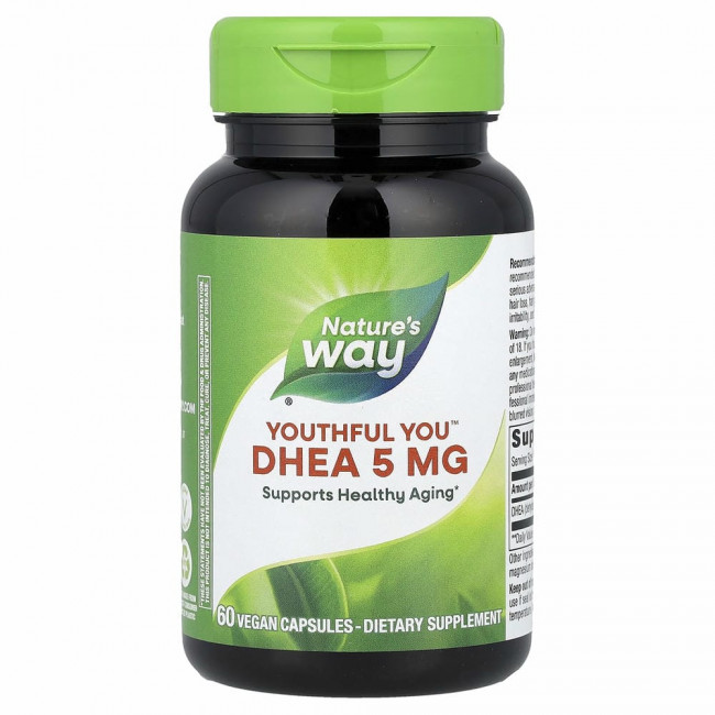 Nature's Way, Youthful You™, ДГЭА, 5 мг, 60 веганских капсул Nature's Way, Youthful You™, ДГЭА, 5 мг, 60 веганских капсул