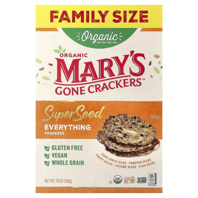 Mary's Gone Crackers, органические крекеры из суперсемена, Everyone 198 г (7 унций) Mary's Gone Crackers, органические крекеры из суперсемена, Everyone 198 г (7 унций)