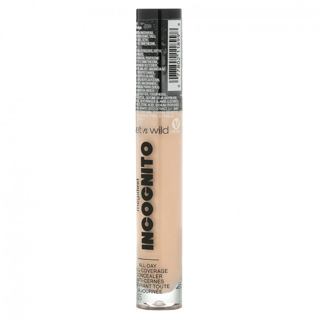 wet n wild, MegaLast Incognito, консилер для полного покрытия на весь день, светло-бежевый, 5,5 мл (0,18 жидк. Унции)