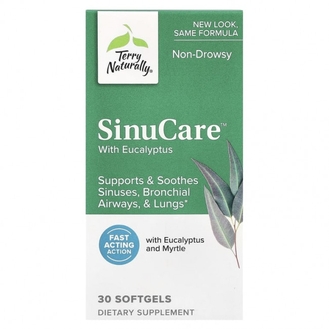 Terry Naturally, SinuCare ™ с эвкалиптом, 30 мягких таблеток Terry Naturally, SinuCare ™ с эвкалиптом, 30 мягких таблеток