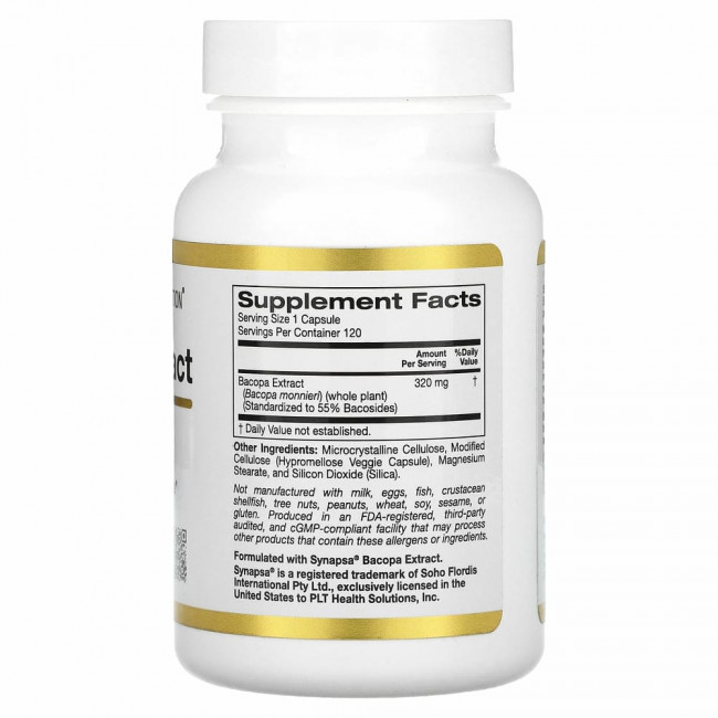 California Gold Nutrition, экстракт бакопы, 320 мг, 120 растительных капсул