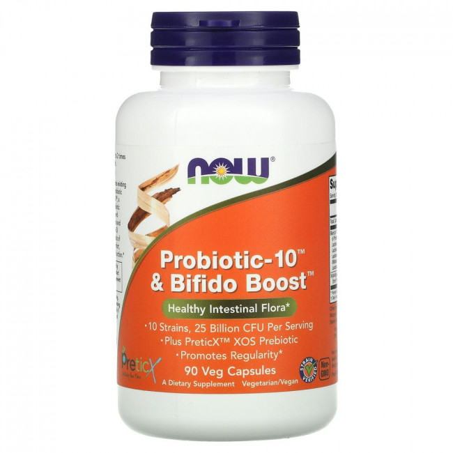 NOW Foods, Probiotic-10 и Bifido Boost, 25 млрд, 90 растительных капсул NOW Foods, Probiotic-10 и Bifido Boost, 25 млрд, 90 растительных капсул
