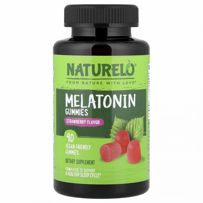 NATURELO, мелатонин в жевательных таблетках, со вкусом клубники, 90 вегетарианских жевательных таблеток NATURELO, мелатонин в жевательных таблетках, со вкусом клубники, 90 вегетарианских жевательных таблеток