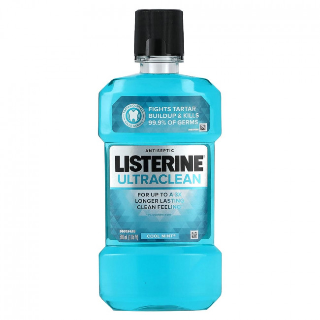 Listerine, UltraClean, антисептик, с ароматом прохладной мяты, 1,05 пинты (500 мл) (товар снят с производства)