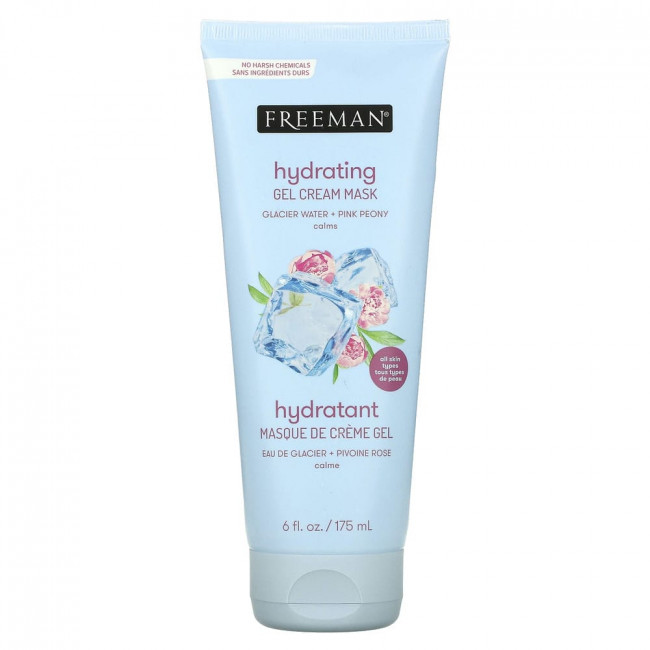 Freeman Beauty, Feeling Beautiful, увлажняющая гелевая крем-маска, ледниковая вода + розовый пион, 175 мл (6 жидк. унций)