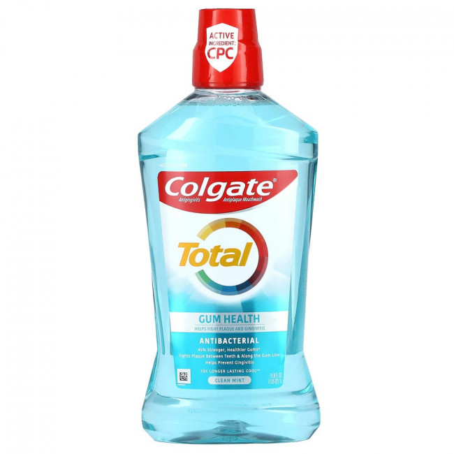 Colgate, Total Gum Health, ополаскиватель для полости рта против зубного налета, без спирта, аромат чистой мяты, 33,8 жидких унций (1 л) (товар снят с производства)