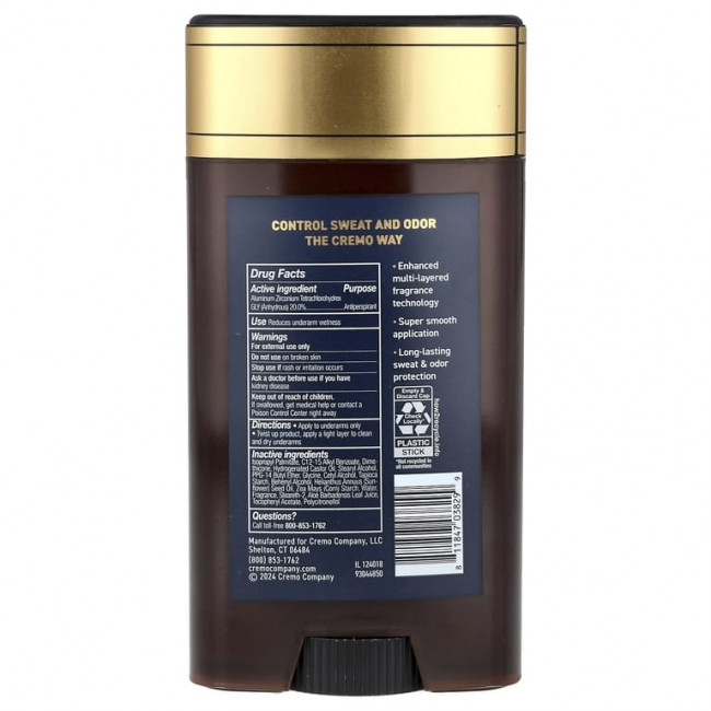 Cremo, Дезодорант и антиперспирант, пало санто, 75 г (2,65 унции) Cremo, Дезодорант и антиперспирант, пало санто, 75 г (2,65 унции)