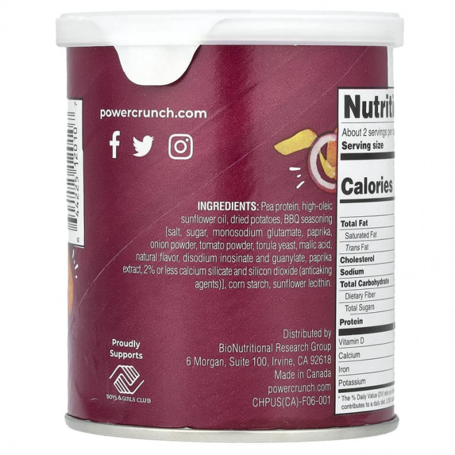 BNRG, Power Crunch®, протеиновые чипсы, барбекю, 60 г (2,1 унции) BNRG, Power Crunch®, протеиновые чипсы, барбекю, 60 г (2,1 унции)