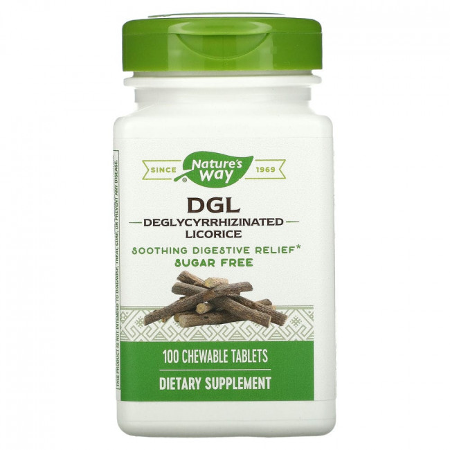 Nature's Way, DGL, глицирризинат солодки, 100 жевательных таблеток Nature's Way, DGL, глицирризинат солодки, 100 жевательных таблеток