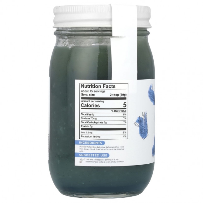 True Sea Moss, Гель с морским мохом, голубая спирулина и мята, 453 г (16 жидк. Унций)